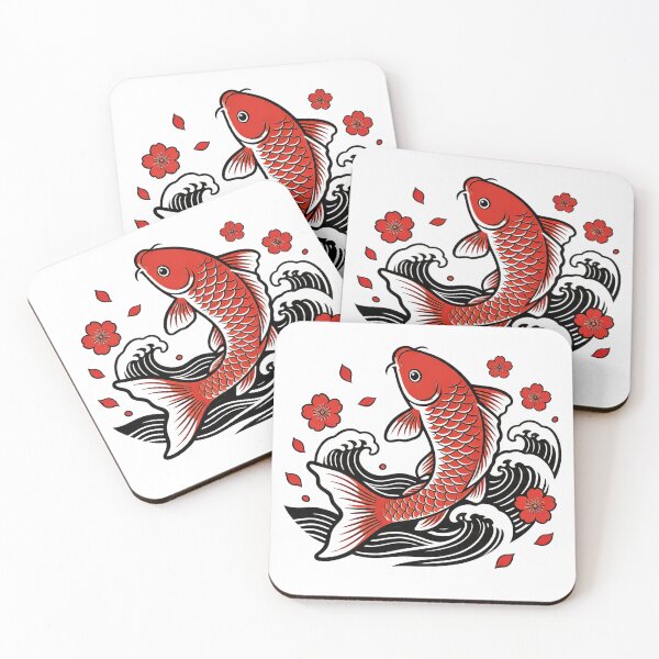 Artikelvorschau, Japanischer Koi-Fisch – rot-schwarzer Yin-Yang-Koi entworfen und verkauft von CutOutIdols.