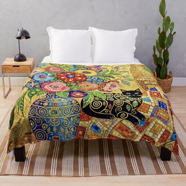 Item preview, Klimt Cat with Flower Bouquet designed and sold by Vicky Brago-Mitchell®.