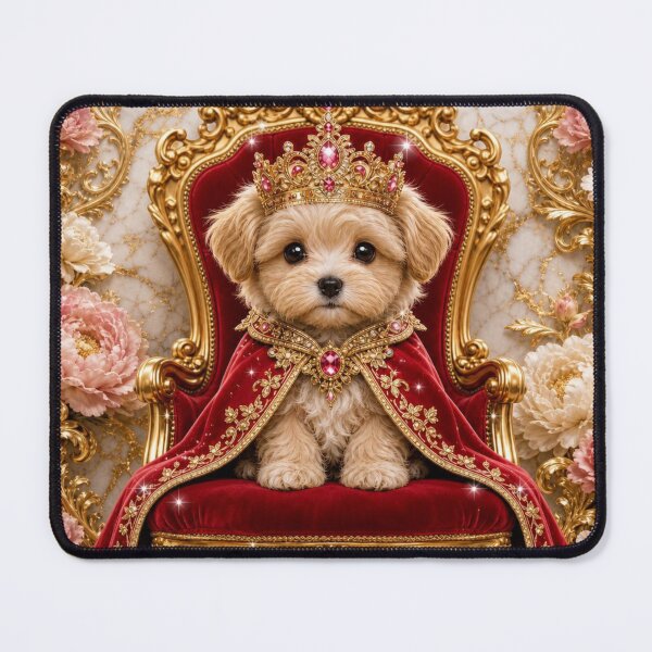Item preview, Cute Fluffy Puppy King on Royal Throne – Adorable Regal Dog designed and sold by NovaBitWalls.