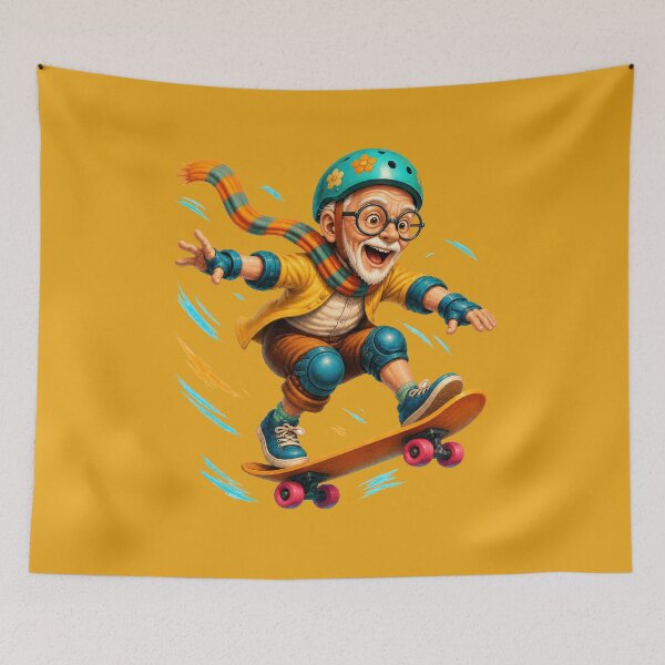 Item preview, Active Senior Man Skateboarding Funny Grandpa Illustration designed and sold by kornkobart.