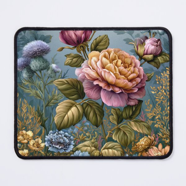 Item preview, Vintage Botanical Garden with Purple Peonies and Teal Flowers designed and sold by NovaBitWalls.
