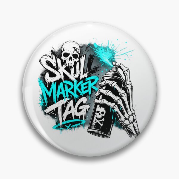 Item preview, Neon Cyan Graffiti Skull Spray Paint Streetwear designed and sold by etuvibes.