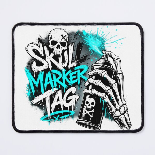 Item preview, Neon Cyan Graffiti Skull Spray Paint Streetwear designed and sold by etuvibes.