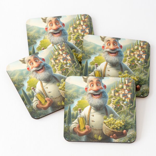 Item preview, Cheerful Chef With Olive Oil and Green Grapes designed and sold by Artessie.