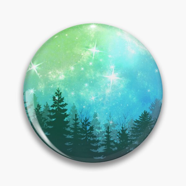 Artikelvorschau, Mintgrüner Mondhimmel über Kiefernwald-Silhouette entworfen und verkauft von PaintByRainbow.