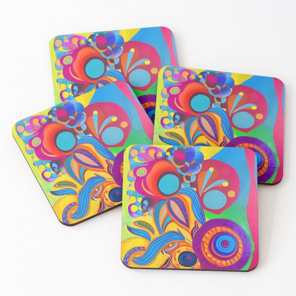 Item preview, Colorful abstract psychedelic art with flowing organic shapes designed and sold by Rue Market.
