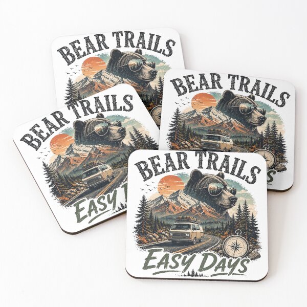 Item preview, Vintage Bear Camping Mountain Road Trip Adventure Art designed and sold by InkNovaLab.