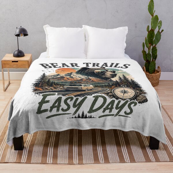 Item preview, Vintage Bear Camping Mountain Road Trip Adventure Art designed and sold by InkNovaLab.