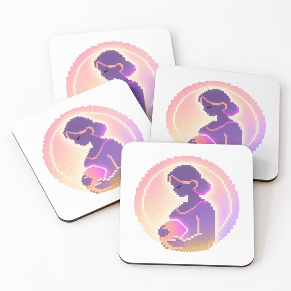 Item preview, Pixel art pregnant mother holding baby designed and sold by Creative88Art.