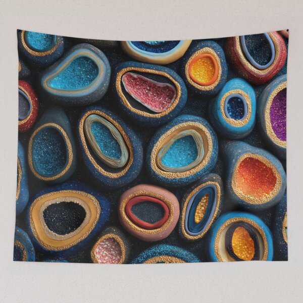 Item preview, Vibrant Cosmic Geode Crystal Gold Art designed and sold by LuminousFoundry.