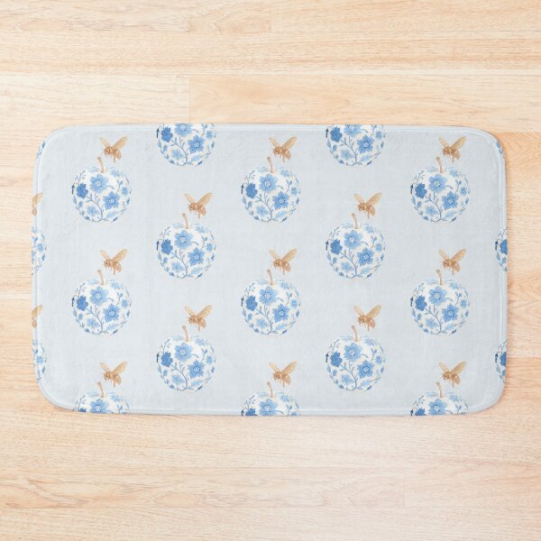 Item preview, Blue & White Porcelain Apple & Golden Bee - Misty Grey-Blue Ground designed and sold by Piret Victoria Ribas.
