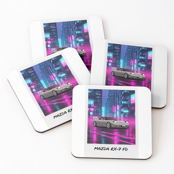 Item preview, Mazda RX-7 FD Retro JDM Neon Synthwave Polaroid Art designed and sold by Motorline44.