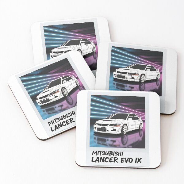 Item preview, Mitsubishi Lancer Evo IX White JDM Neon Retro Polaroid Art designed and sold by Motorline44.