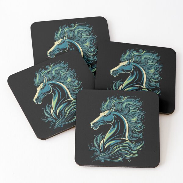Item preview, Majestic Horse with Flowing Turquoise Mane Graphic Art designed and sold by RamyGallery.