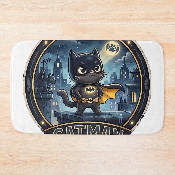 Item preview, Catman: The Fluffy Knight Hero Illustration Cute Superhero Cat in Dark City Night The Dark Fluffy Knight Catman Art designed and sold by abdosArts1.