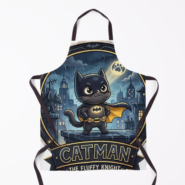 Item preview, Catman: The Fluffy Knight Hero Illustration Cute Superhero Cat in Dark City Night The Dark Fluffy Knight Catman Art designed and sold by abdosArts1.
