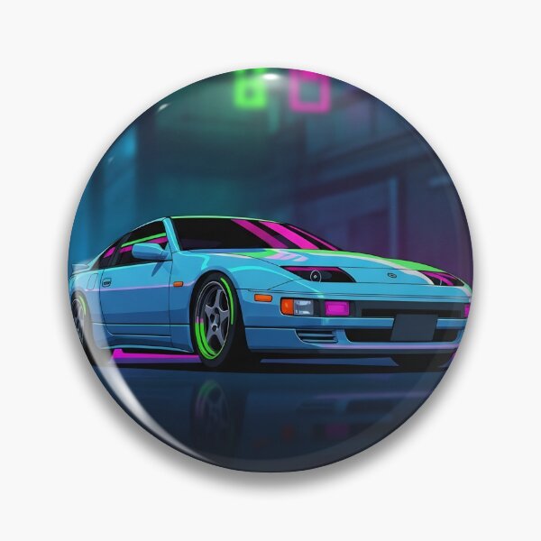 Item preview, Nissan Fairlady Z 300ZX Cyan Neon JDM Retro Polaroid Art designed and sold by Motorline44.