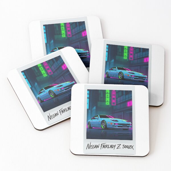 Item preview, Nissan Fairlady Z 300ZX Cyan Neon JDM Retro Polaroid Art designed and sold by Motorline44.