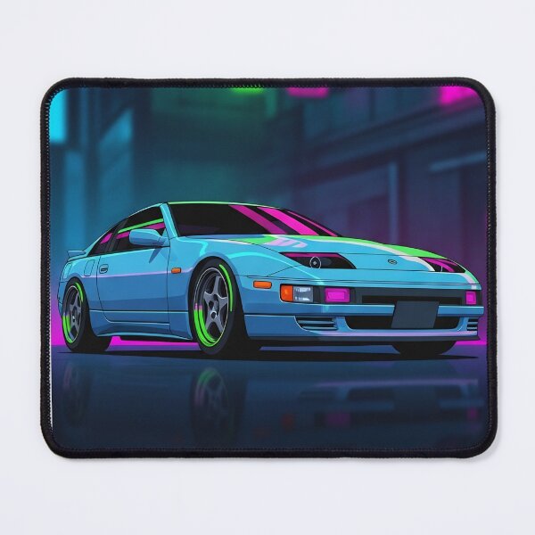Item preview, Nissan Fairlady Z 300ZX Cyan Neon JDM Retro Polaroid Art designed and sold by Motorline44.