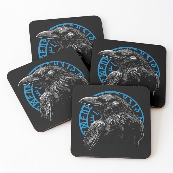 Item preview, Powerful Raven with Norse Runes Dark Graphic Art designed and sold by RamyGallery.