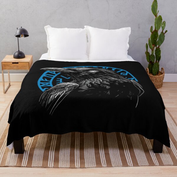Item preview, Powerful Raven with Norse Runes Dark Graphic Art designed and sold by RamyGallery.