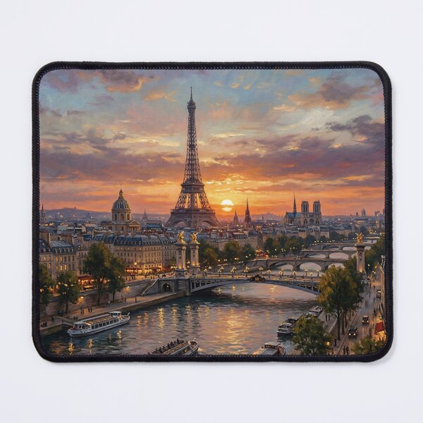 Item preview, Paris Sunset Over Eiffel Tower River Scene designed and sold by PixorStudio.
