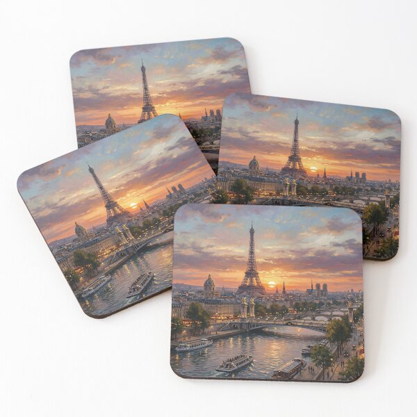 Item preview, Paris Sunset Over Eiffel Tower River Scene designed and sold by PixorStudio.