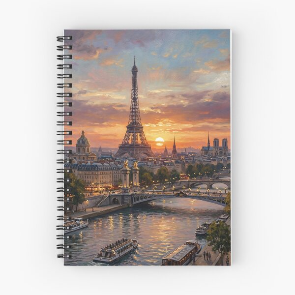 Item preview, Paris Sunset Over Eiffel Tower River Scene designed and sold by PixorStudio.