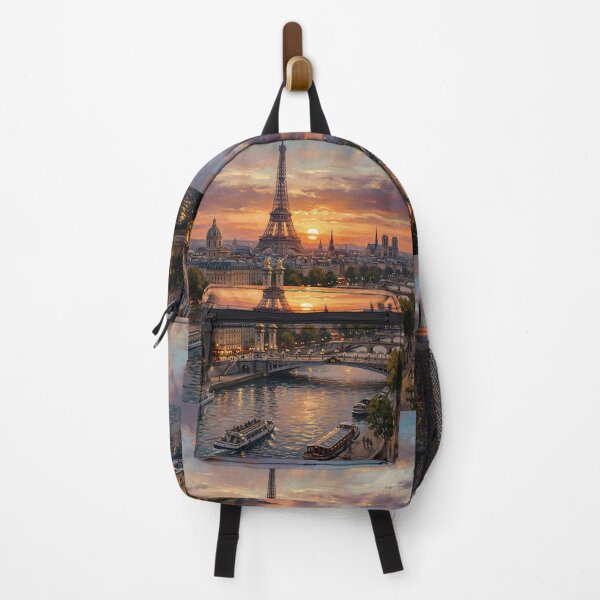 Item preview, Paris Sunset Over Eiffel Tower River Scene designed and sold by PixorStudio.