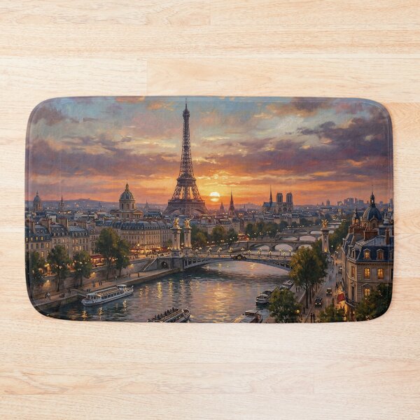 Item preview, Paris Sunset Over Eiffel Tower River Scene designed and sold by PixorStudio.
