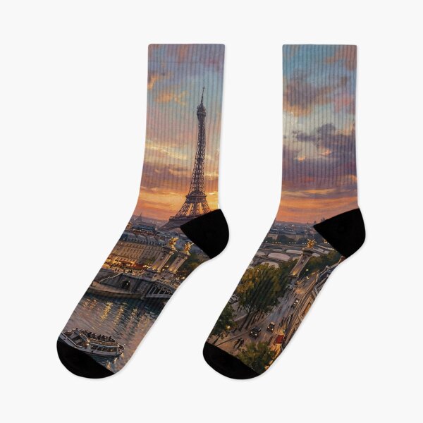 Item preview, Paris Sunset Over Eiffel Tower River Scene designed and sold by PixorStudio.