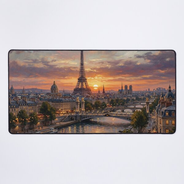 Item preview, Paris Sunset Over Eiffel Tower River Scene designed and sold by PixorStudio.