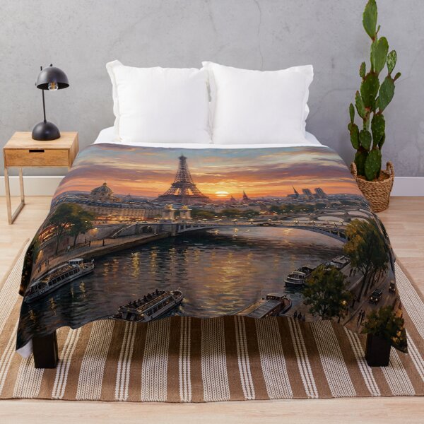 Item preview, Paris Sunset Over Eiffel Tower River Scene designed and sold by PixorStudio.