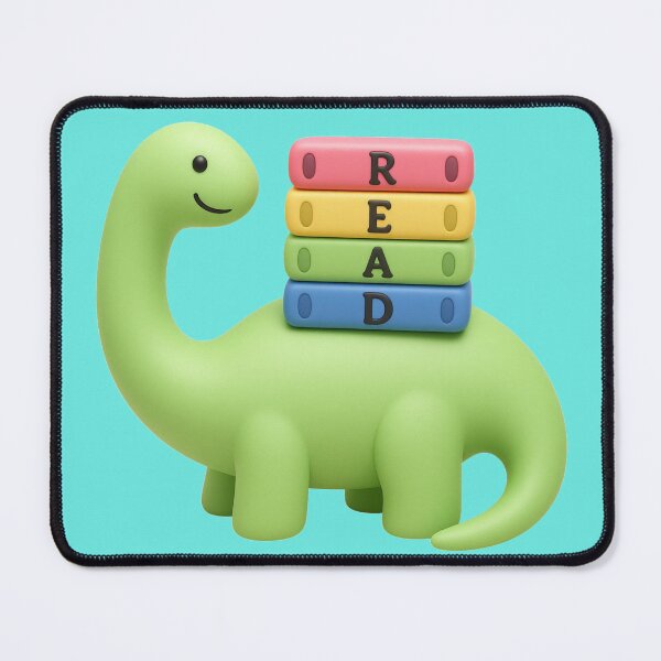 Item preview, Dinosaur Reading - Cute Clay Graphic of Green Dino with books on back spelling out "READ" designed and sold by LibrarianLauren.