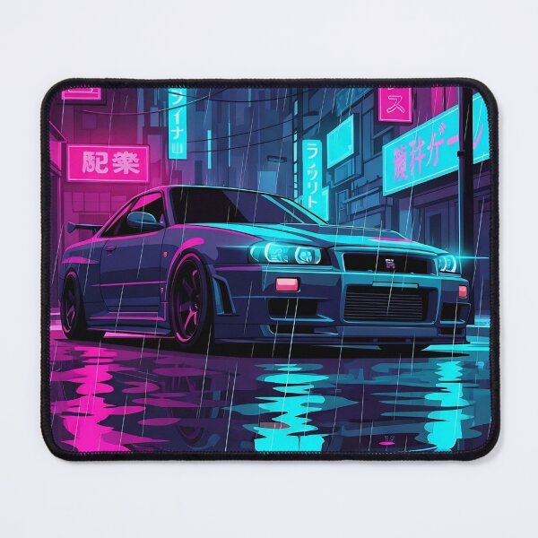 Item preview, Nissan Skyline R34 GT-R JDM Neon Tokyo Rain Polaroid Art designed and sold by Motorline44.