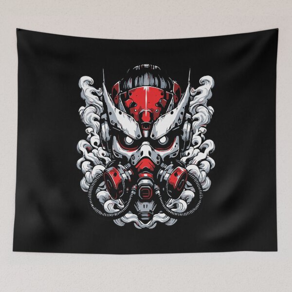 Item preview, Fierce Cyber Oni Gas Mask Samurai Smoke Art  designed and sold by RamyGallery.