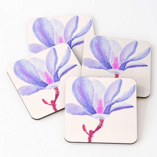 Item preview, Blue Magnolia Blossom - Very Pale Peach Ground designed and sold by Piret Victoria Ribas.