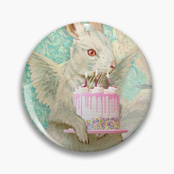 Item preview, Bunny with Birthday Cake designed and sold by GrayHareCards.