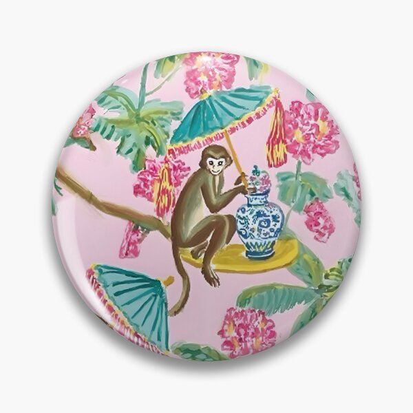 Item preview, Preppy monkeys with umbrellas on blush pink designed and sold by SophieClimaArt.