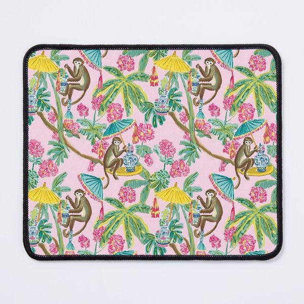 Item preview, Preppy monkeys with umbrellas on blush pink designed and sold by SophieClimaArt.