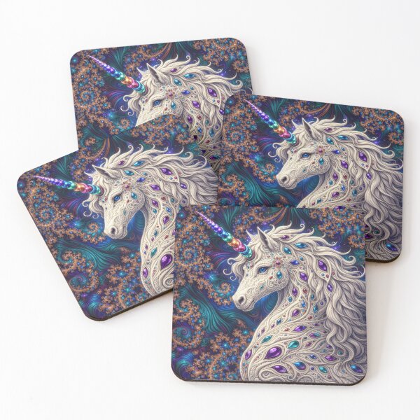 Item preview, Lab Visions 063: Psychedelic White Unicorn with Jewel Patterns designed and sold by The Psychedelic Anarchist.