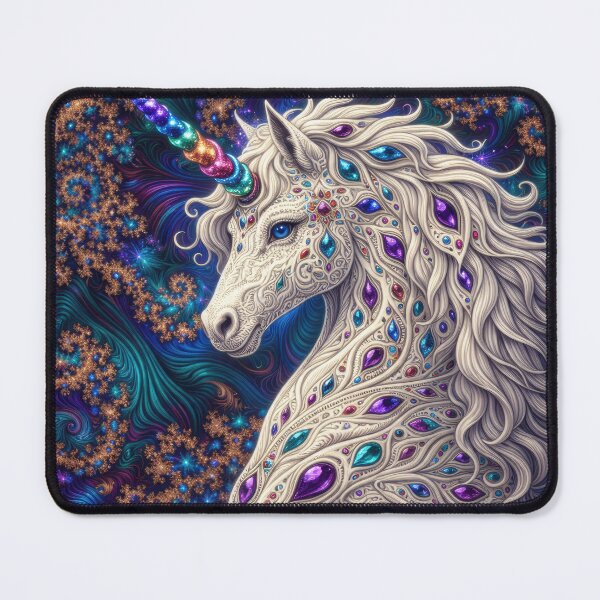 Item preview, Lab Visions 063: Psychedelic White Unicorn with Jewel Patterns designed and sold by The Psychedelic Anarchist.