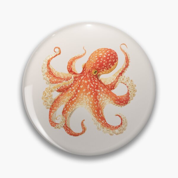 Item preview, Watercolor Orange Octopus designed and sold by Violet Peonies.
