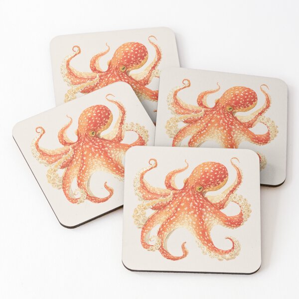 Item preview, Watercolor Orange Octopus designed and sold by Violet Peonies.