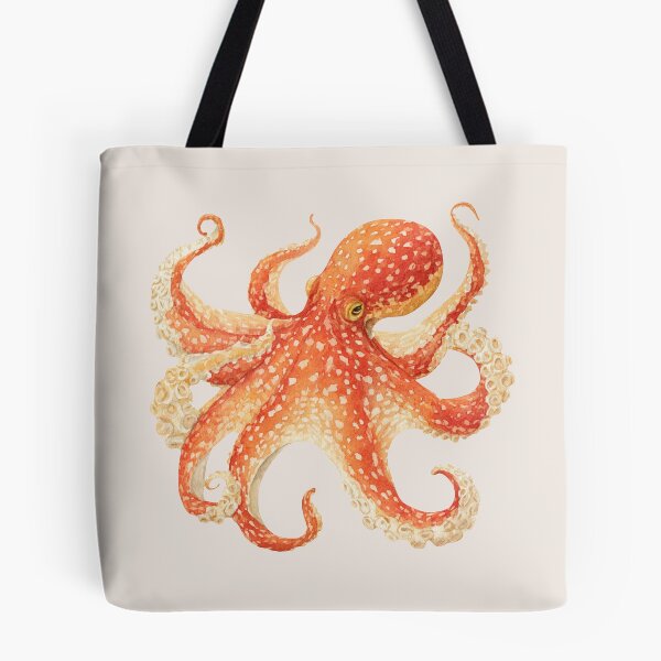 Item preview, Watercolor Orange Octopus designed and sold by Violet Peonies.