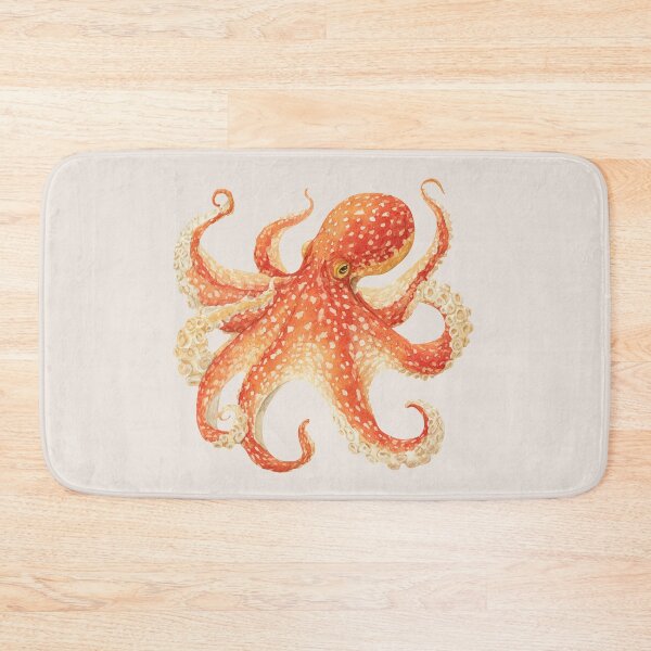 Item preview, Watercolor Orange Octopus designed and sold by Violet Peonies.