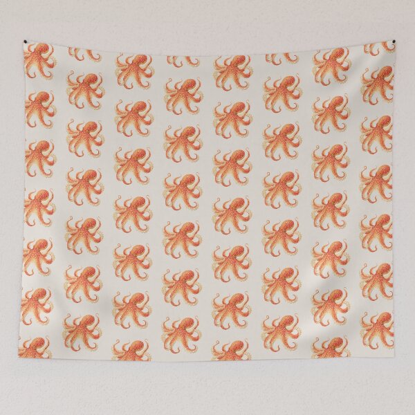 Item preview, Watercolor Orange Octopus designed and sold by Violet Peonies.