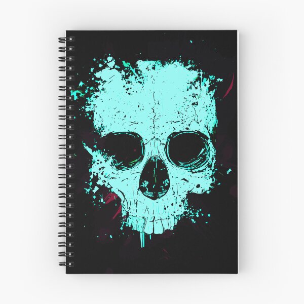 Item preview, Glowing Neon Cyan Splatter Skull Dark Art designed and sold by RamyGallery.