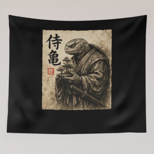 Item preview, Samurai Turtle Bonsai Vintage Ink Art designed and sold by SiarheiYur.