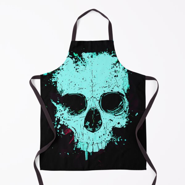 Item preview, Glowing Neon Cyan Splatter Skull Dark Art designed and sold by RamyGallery.